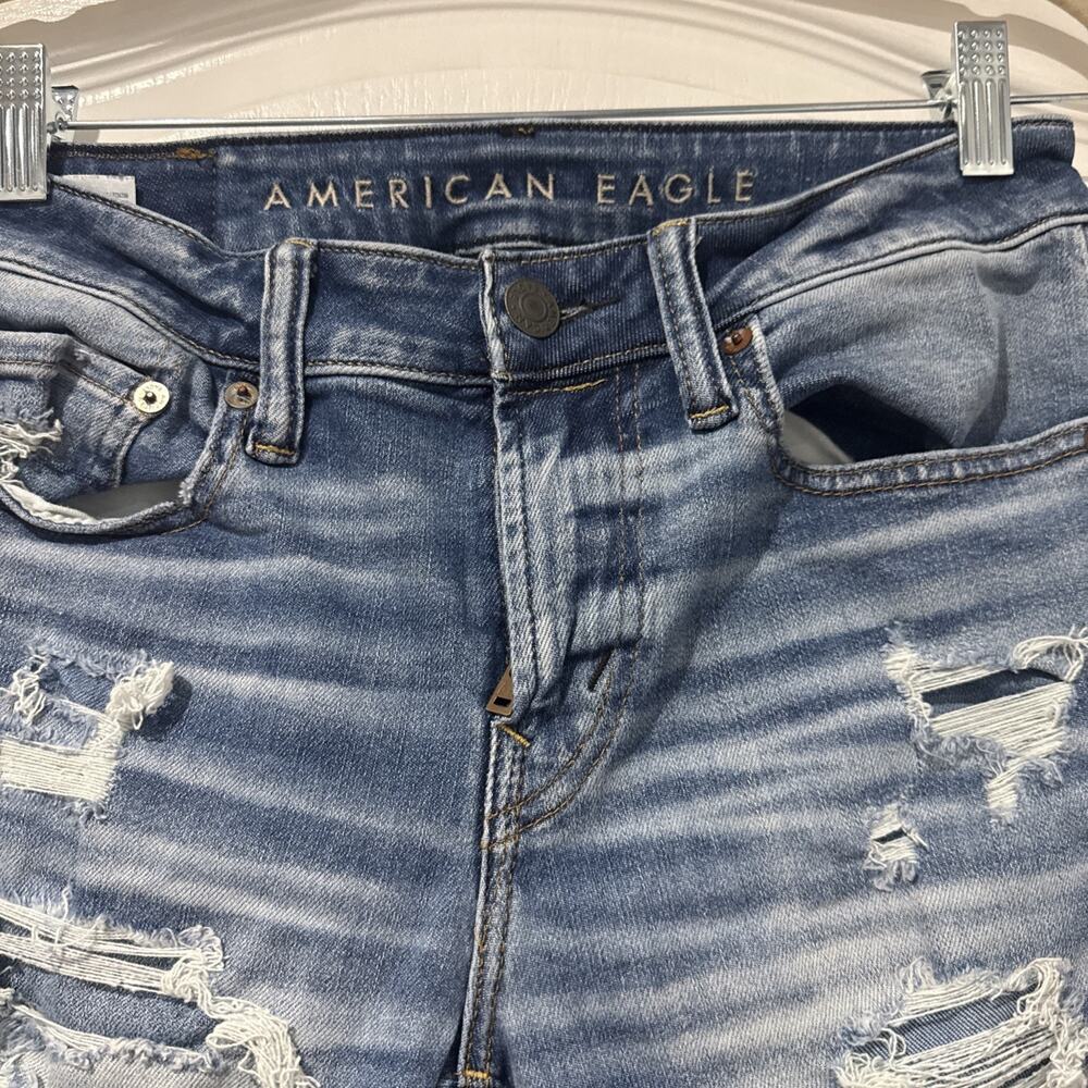 American Eagle Airflex 360 Patched Athletic Skinny Fit Jeans Size 30 X 30 Mens - Picture 3 of 12
